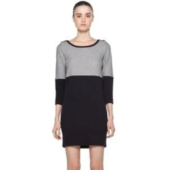 Rag & Bone Burnley Cashmere Blend Colorblock Gray Navy Sweater Knit Dress Large - Picture 1 of 7